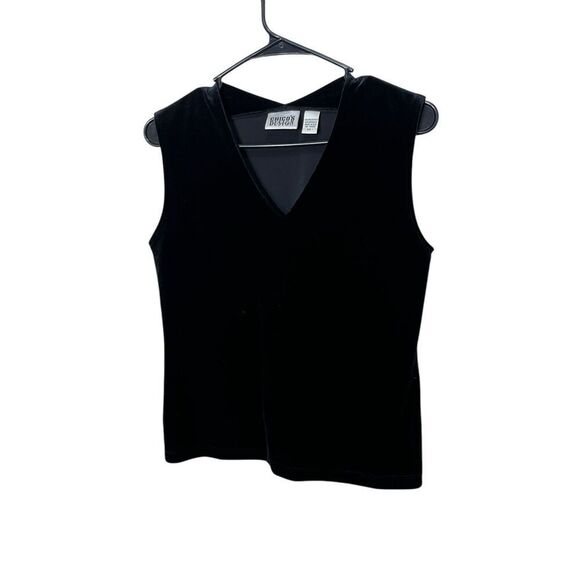 Chico’s Design Black Velvet Sleeveless Blouse V Neck M - Picture 2 of 4